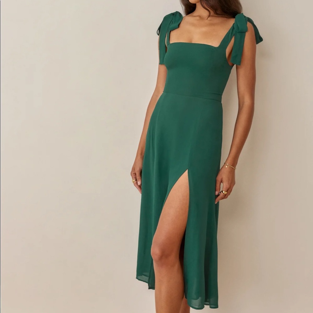 Reformation Twilight Dress in Emerald